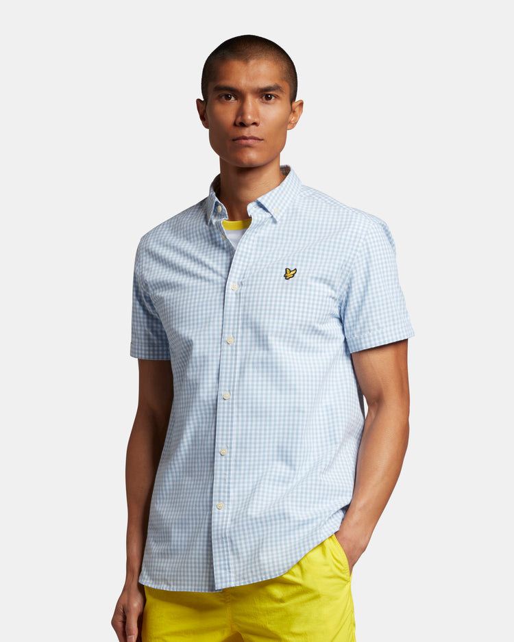 半袖ギンガムチェックシャツ