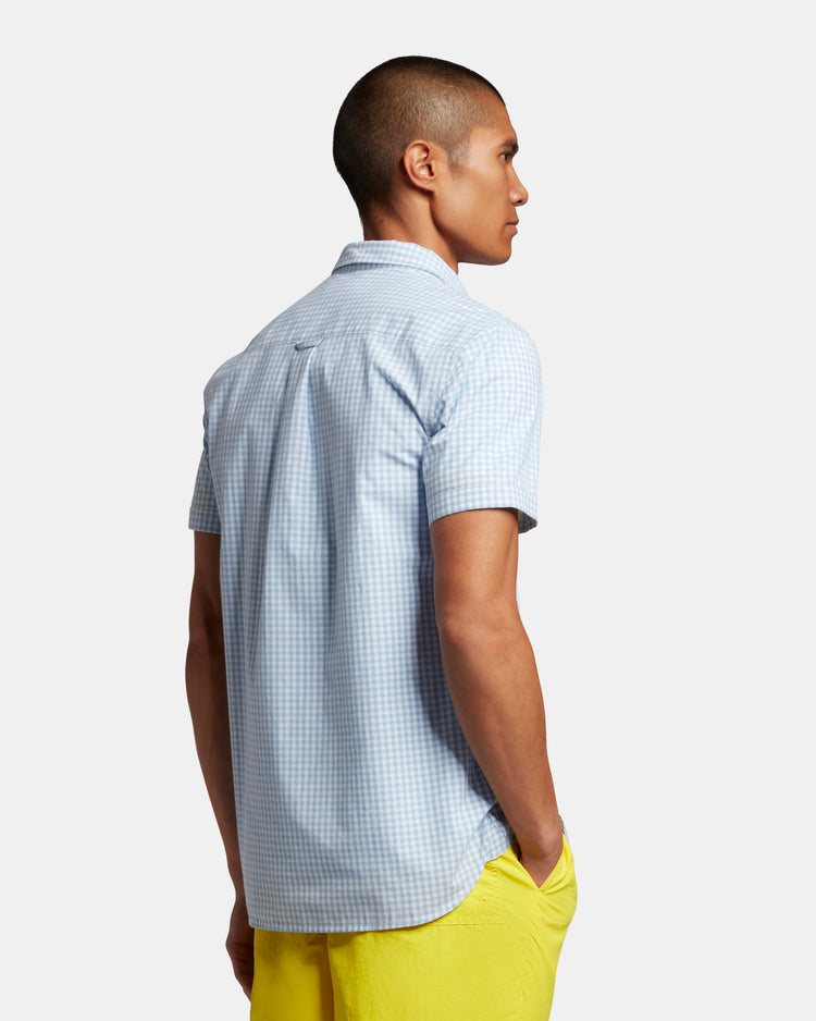 半袖ギンガムチェックシャツ