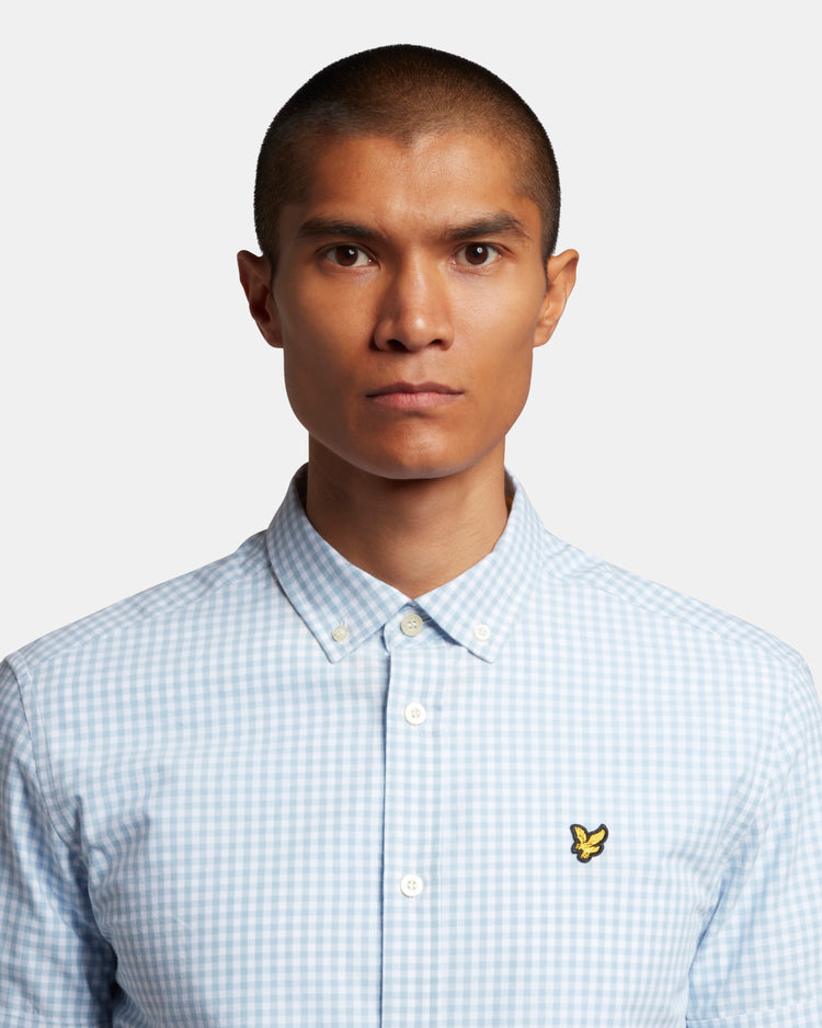 半袖ギンガムチェックシャツ