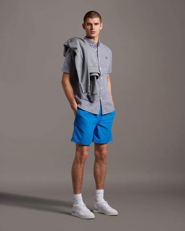 半袖ギンガムチェックシャツ