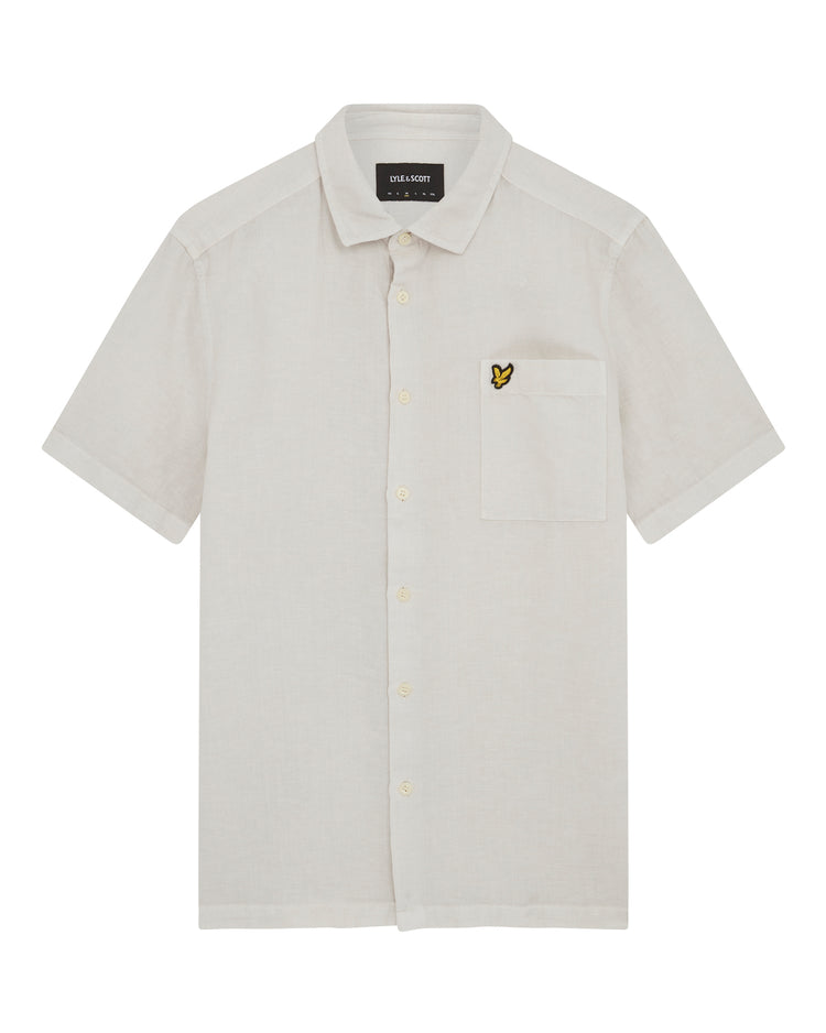 半袖麻混オックスシャツ