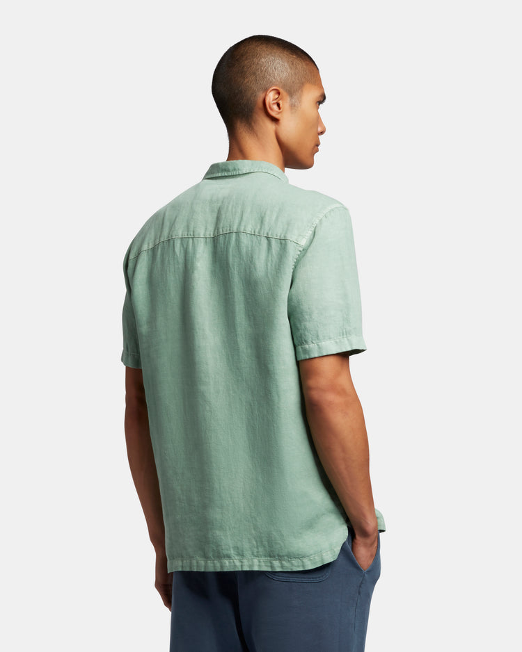 半袖麻混オックスシャツ