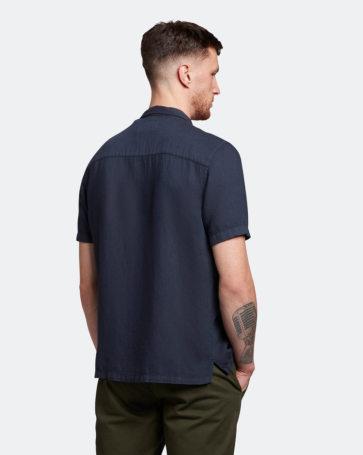 半袖麻混オックスシャツ