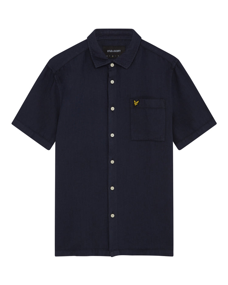 半袖麻混オックスシャツ